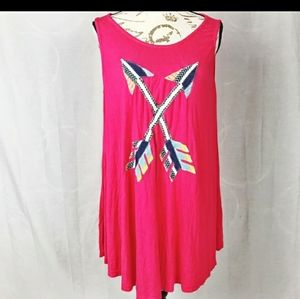 Judith March hot pink boho arrows tunic